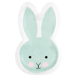 Trendy Pastel Easter Shaped Bunny Plates - 8 PK